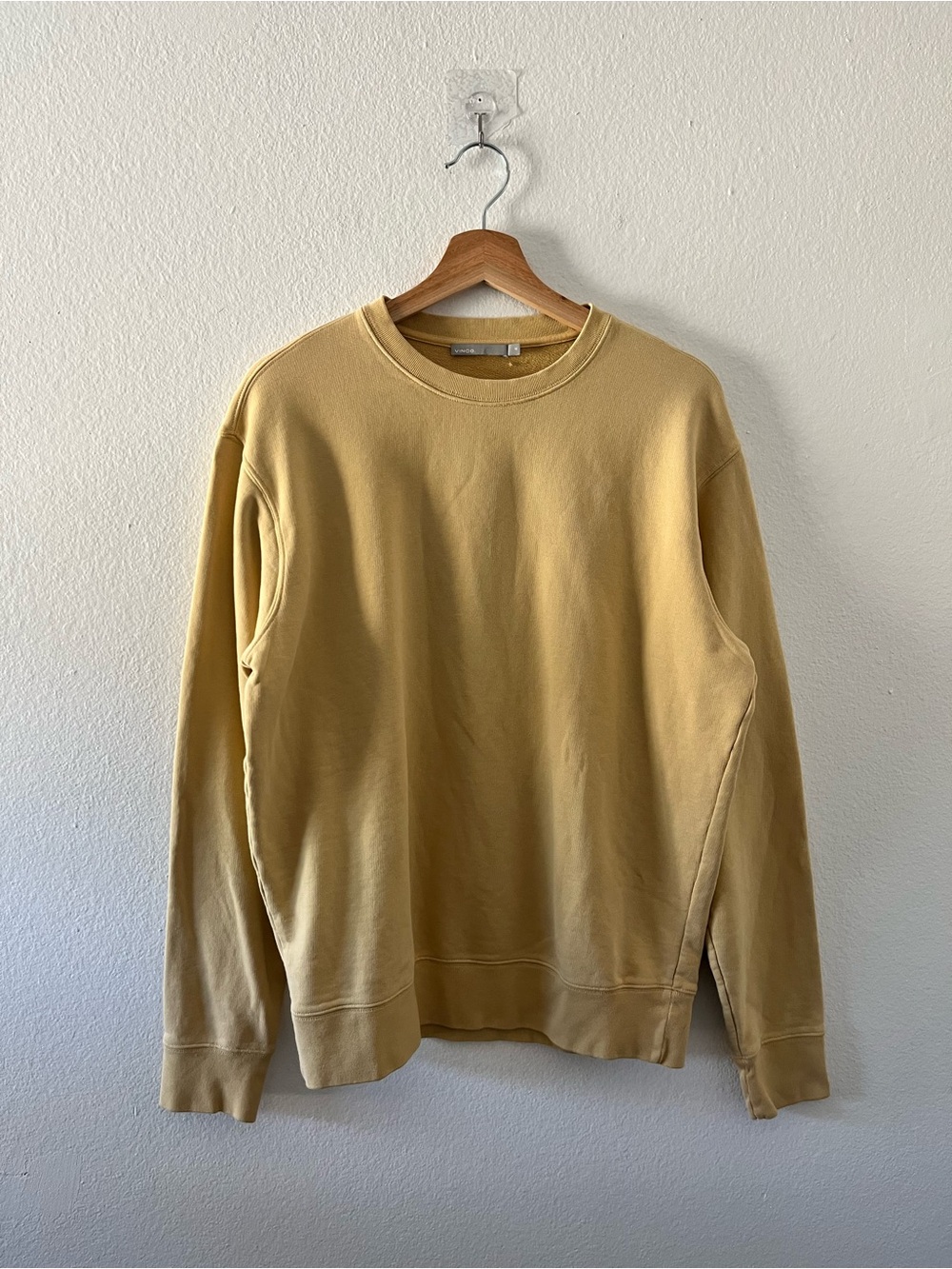 Vince Cotton Crewneck Sweatshirt Light Yellow Relaxed Fit Loungewear Medium
